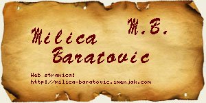 Milica Baratović vizit kartica